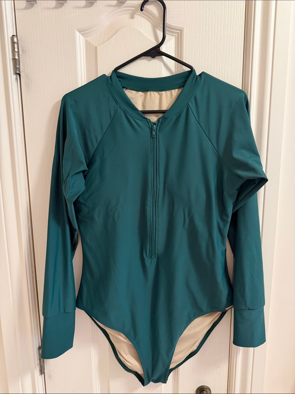 RELLECIGA from Paris, Teal Long-Sleeve One-Piece Swimsuit with Front Zip